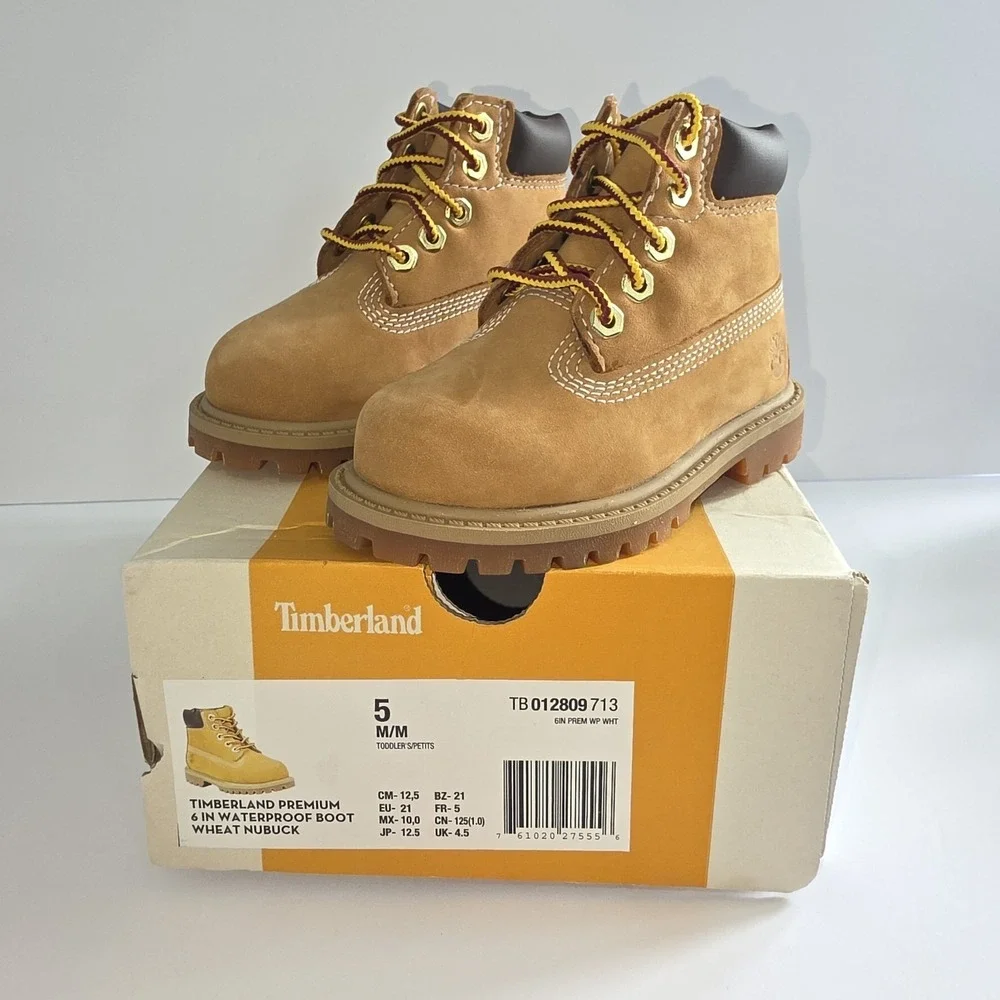 New Timberland Waterproof Boot Wheat Nubuck Toddler Size 5  TB01280971 Shoe